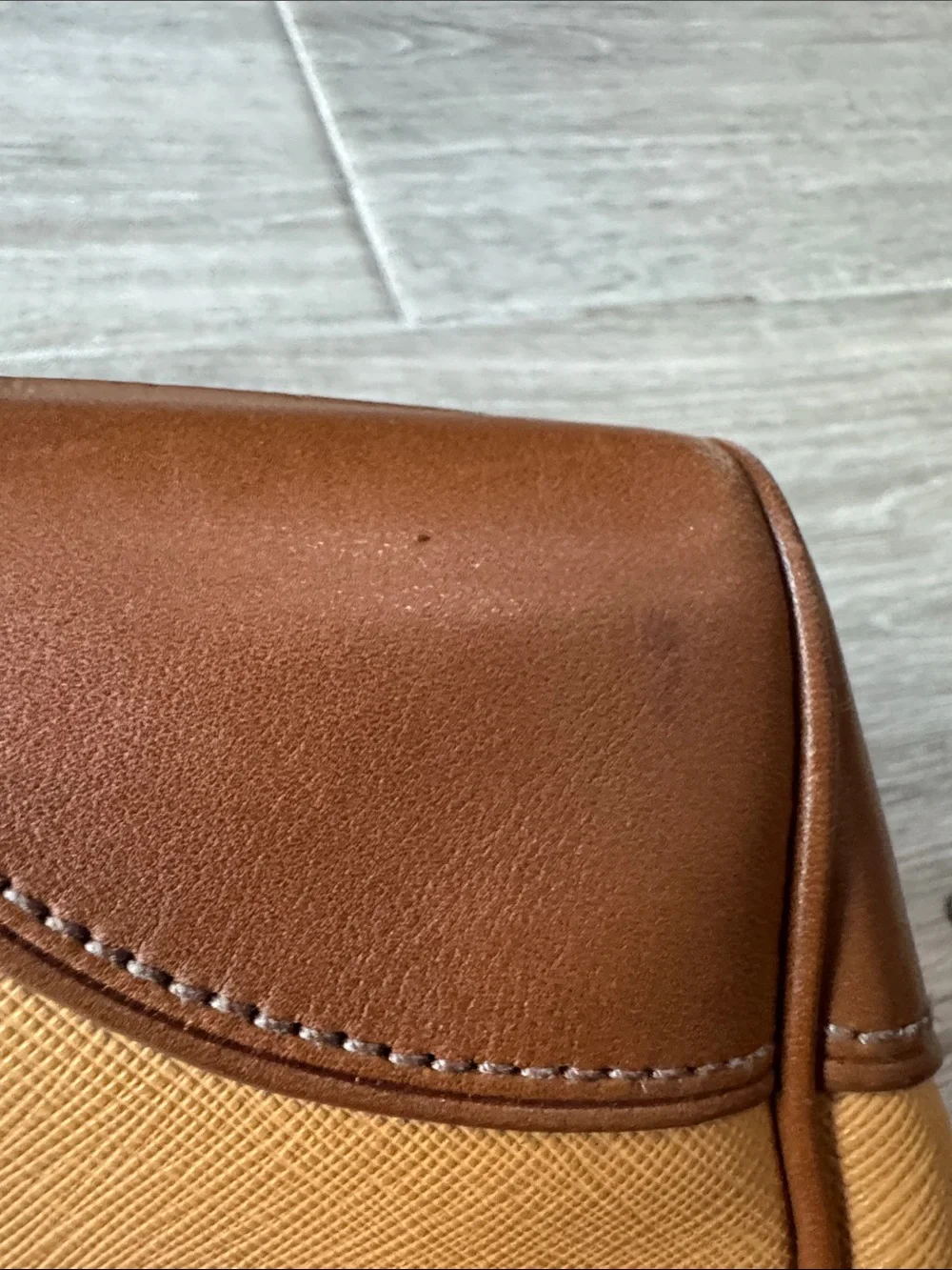 Tumi Two-Tone Tan and Brown Leather-Trim Satchel or laptop bag